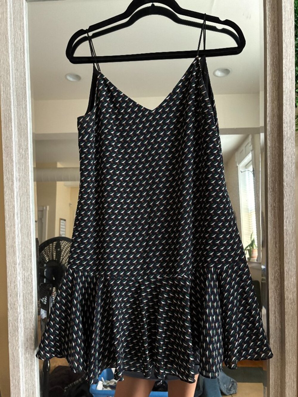 Eight Seconds Navy Pattern Shift Ruffle Dress
